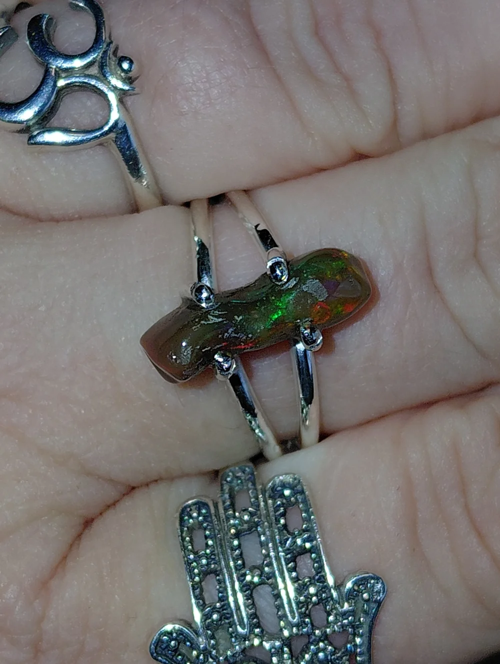 Fire Ethiopian Opal Sterling Silver Ring Size 7.25